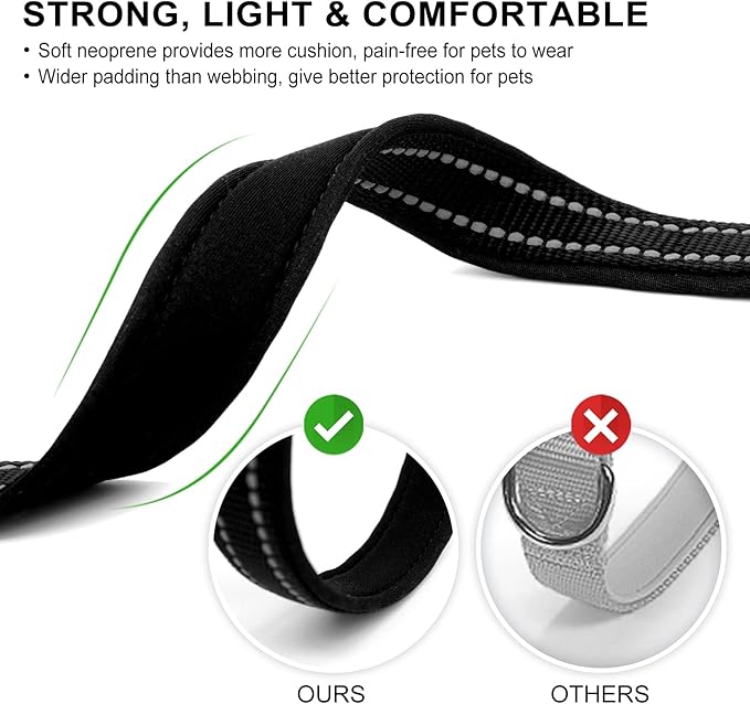 azuza Reflective Dog Collar with Airtag Holder, Soft Neoprene Padded Pet Collar with ID Tag Ring, Adjustable for Small Dogs,Black,S