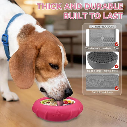Dog Lick Bowl, Bestalk Wobbly Freeze Bowl Enrichment Feeder for Dogs, Anxiety Relief Lick Mat Puzzle Toy for Distraction, BPA Free Silicone, Dishwasher Safe(Rose,L)