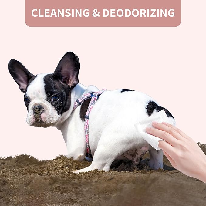 400 PCS Pet Wipes for Paws and Butt Hypoallergenic Pets Cleansing & Deodorizing Anal Gland Hygienic Puppy Wipes for Dogs Face and Body