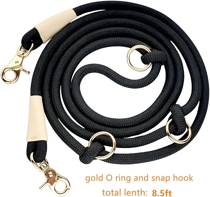 8.5ft Multifunctional Hands Free Nylon Rope Waist Dog Leash, Adjustable Shoulder Crossbody Walking Lead