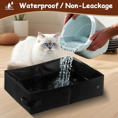 Foldable Travel Litter Box for Cats, Portable Cat Litter Box Waterproof, 15.75 * 11.82 * 3.94 Inches, Traveling & Camping Cat Supplies