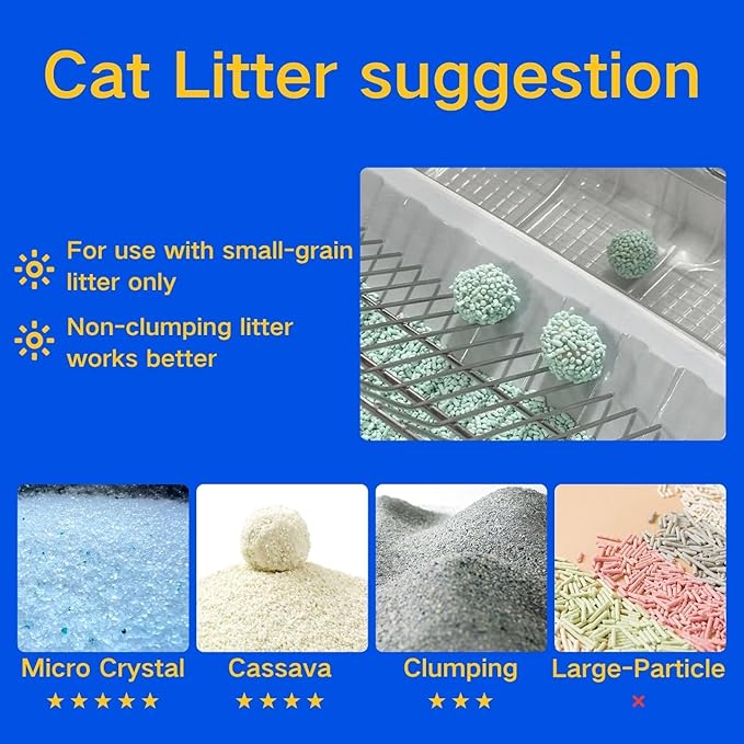 Semi-Automatic Self Cleaning Cat Litter Box for Large Cats, Pull-Push Easy Clean Litter Box with Lid, Dog Proof, Extra Large, White (Micro Crystal Litter Included)