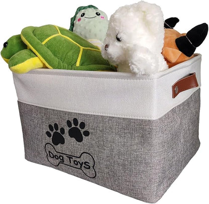 Large Dog Toy Basket Collapsible Dog Toy Box Shape Keeping Rectangle Dog Toy Bin for Pet Toys, Accessories