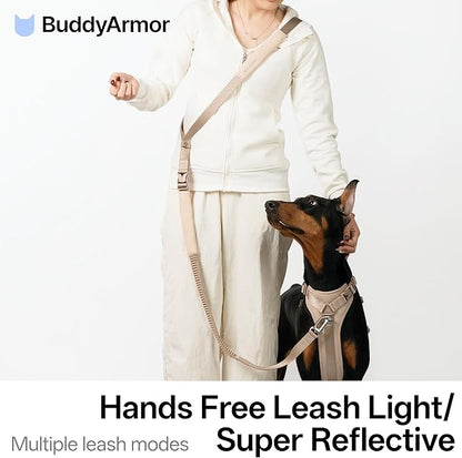 Hands Free Dog Leash Adjustable Versatile Crossbody Waist Dog Leash Reflective Comfortable Padded Handles Shock Absorbing Walking Lead for Small Medium Large Dogs (Light-Burgundy, S)