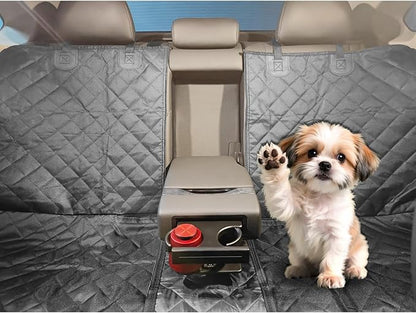 Dog Car Seat Cover for Back Seat, Backseat Cover Protector for Most Cars, SUVs, Small Trucks, Watertight Nonslip Rear 60/40 Split Bench fits Middle Armrest Black