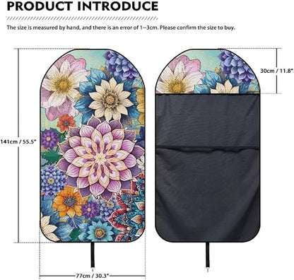 Coldinair Boho Flower Towel Seat Covers for Cars,SUVs,Trucks,Waterproof Sweat Car Front Seat Protector Cover Universal Fit,Non-Slip and Durable