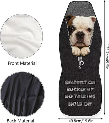 Funny Pug Print Car Seat Covers for Front Seats Dog Funny Car Accessories for Women Men Washable and Breathable Car Seat Cover Set of 2 for Trucks SUV Sedans