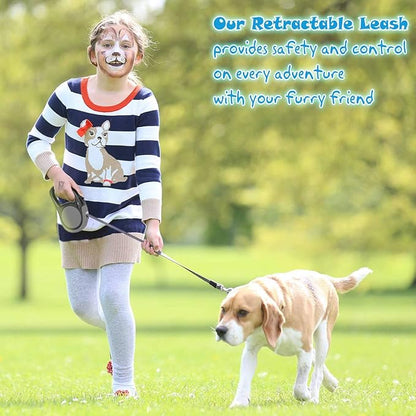 Heavy Duty Retractable Dog Leash-16ft Strong & Durable Walking Leash for S to L Dogs up to 45/115 lbs, Upgraded Lock System, Non Slip Grip, Tangle Free (Grey, Small/Medium)