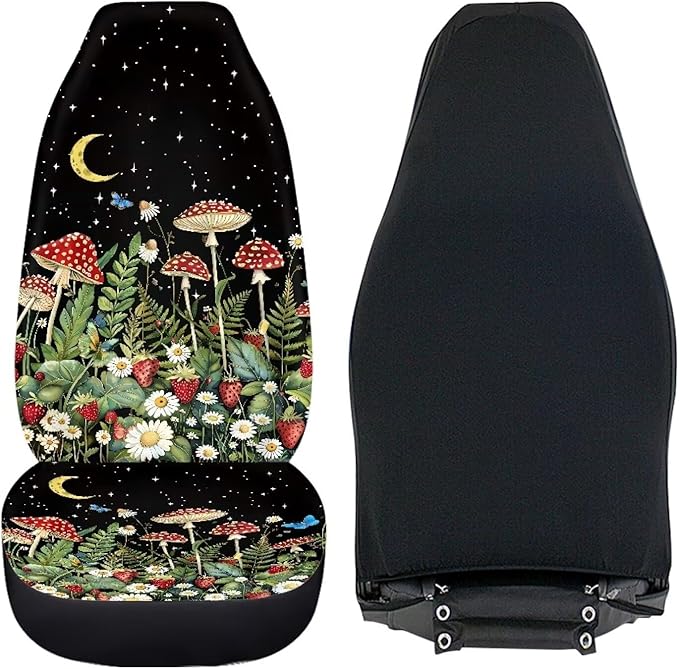 Mushroom Print Car Seat Covers for Front Seat Only Washable and Breathable Bucket Seat Covers for Women Men for Most Car Interior Covers Sedan Truck SUV Van - Vintage Butterfly Star Night