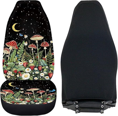 Mushroom Print Car Seat Covers for Front Seat Only Washable and Breathable Bucket Seat Covers for Women Men for Most Car Interior Covers Sedan Truck SUV Van - Vintage Butterfly Star Night