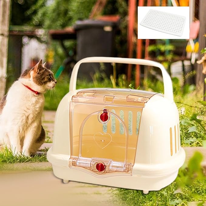 Generic Pet Carrier Dog Kennel,Pet Supplies Lightweight Breathable Sturdy Dog Carrier Hard Sided for Cat Dog Kitten Camping, Beige
