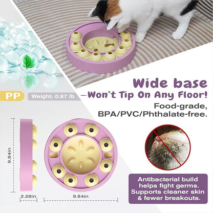 KADTC U.S. Brand & Design,Cat Puzzle Toy for Indoor Cats Treat Puzzles,Food Slow Feeder,Kitten Enrichment Toys Kitty Mental Stimulation Bowl Brain-Teasing Pink Toy