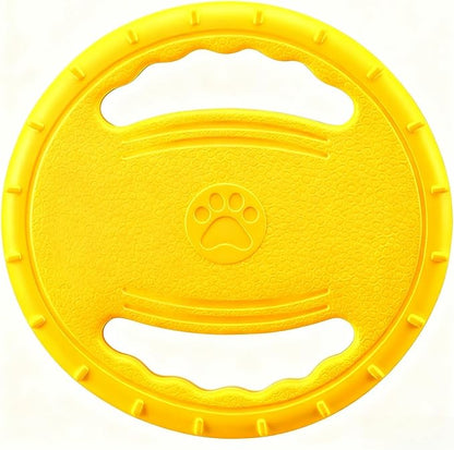 EVA Dog Flying Disc Toy, Durable Interactive Fetch with Dual Grip Holes, Non-Slip Floating Pet Toy for Small Medium Large Dogs, Outdoor Park Beach Play (Yellow)