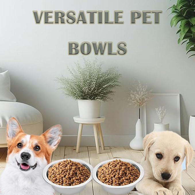 4 Pack Stainless Steel Dog Bowls, 8 Inch Basic Metal Dog Bowls Food and Water Dish for Small Large Dogs, Puppy