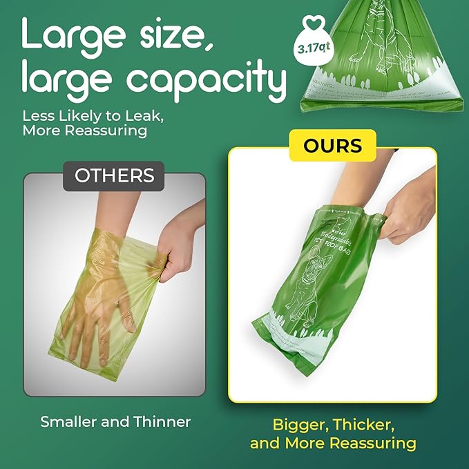 ATIFBOP Biodegradable Dog Poop Bags 360 Counts, Leak Proof and Extra Thick Doggy Poop Bags (Unscented)