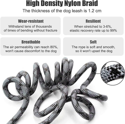 Hands Free Dog Leash(8.5ft), 8 in 1 Multifunction Nylon Double Leash for Dogs,1.2cm Adjustable Waist with Reflective Stitching for Training -Grey