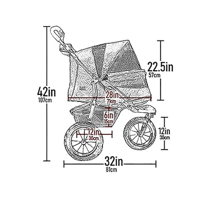 Pet Gear No-Zip NV Pet Stroller for Cats/Dogs, Zipperless Entry, Easy One-Hand Fold, Gel-Filled Tires, Plush Pad + Weather Cover Included, New Rose