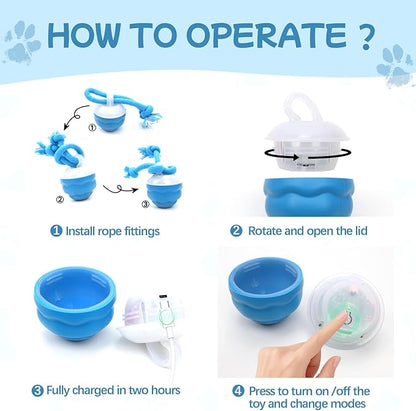 2026 New Interactive Dog Toys, Automatic Moving Dog Ball for Small/Medium/Large Dogs, Interactive Smart Rolling Dogs Toy Ball with Light Up to Keep Them Busy(Blue)