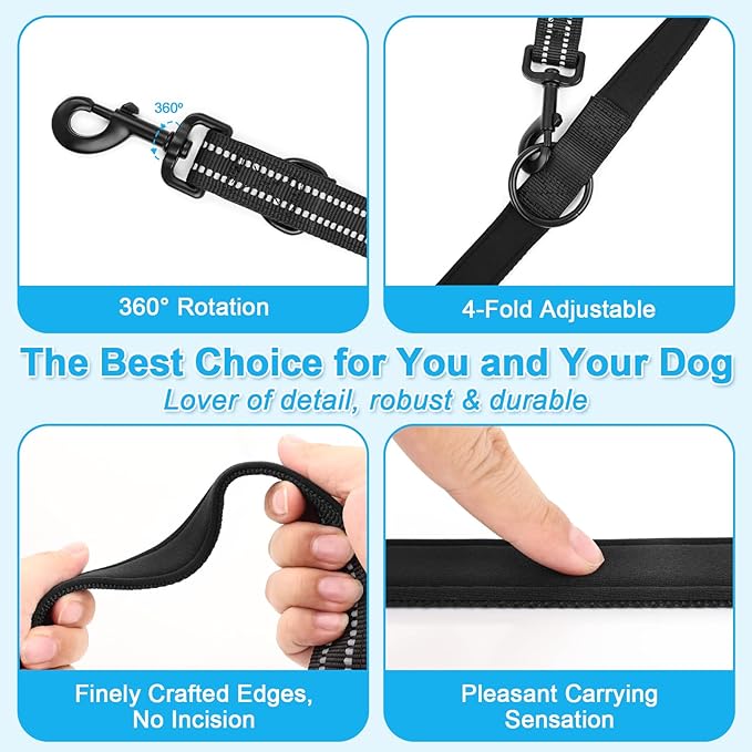 ETACCU Hands Free Dog Leash, Multifunctional Crossbody Dog Leash with Adjustable Length 6-9FT, Tangle Free Reflective Waist Leashs for Medium and Large Dogs
