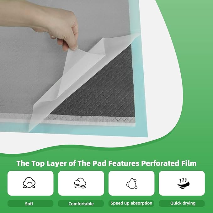 Charcoal Puppy Pads 28"x34" (30-Count), Activated Carbon Dog Pads Extra Large, Leak-Proof Pee Pads for Dogs, Super Absorbent Pet Training Pads for Puppies, Piddle Pads for Doggies, Cats