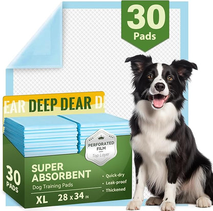 Extra Large Dog Pads 28"x34", 30 Count Thicker Puppy Pads XL, Super Absorbent Pee Pads for Dogs, Disposable Incontience Underpads for Doggies, Cats, Rabbits, Pups, Leak-Proof Pet Potty Mats