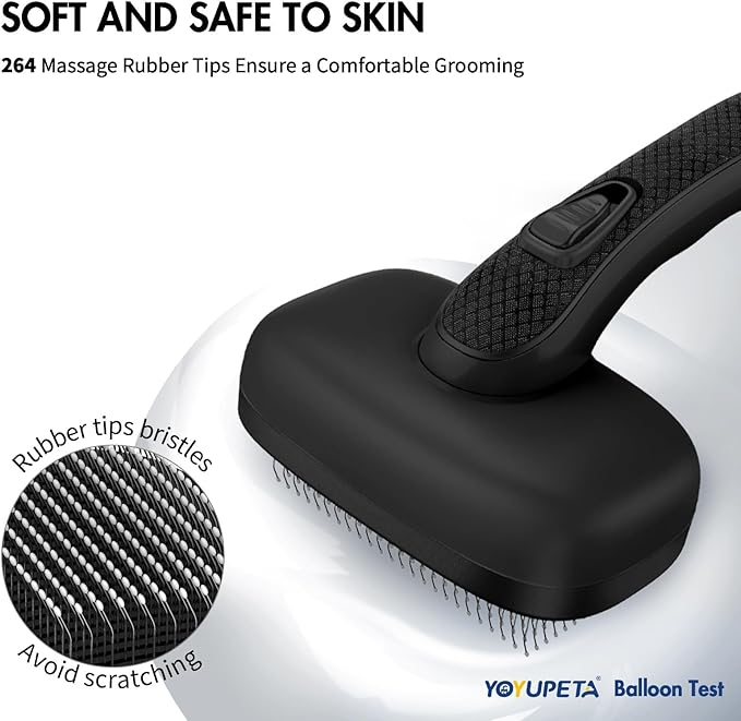 3PC Dog Brush Kit - Self-Cleaning Slicker Brush with Bath Brush & Undercoat Rake | Deshedding Tools for Large - Small Dogs & Cats, Professional Pet Grooming Set for Heavy Shedding, Black