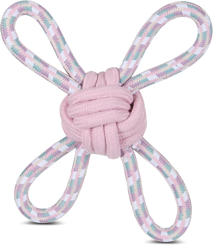 Bow Wow Woven Rope Dog Toys – Durable Chew & Tug Toys for Medium & Large Dogs – Gentle on Teeth – Assorted Shapes & Weaves – Dental Flossing Action – Heavy Duty Interactive Play