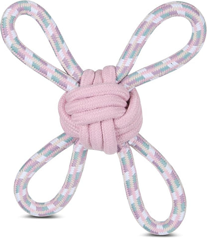 Bow Wow Woven Rope Dog Toys – Durable Chew & Tug Toys for Medium & Large Dogs – Gentle on Teeth – Assorted Shapes & Weaves – Dental Flossing Action – Heavy Duty Interactive Play