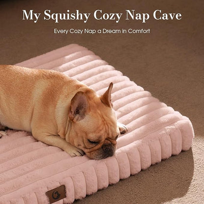 Dog Beds for Extra Large Sized Dog, Orthopedic Pet Bed with Waterproof Lining, Soft Short Plush Surface & Egg Crate Foam, Machine Washable Pet Mat with Removable Cover & Anti Slip Bottom