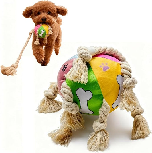Indestructible Bear Dog Rope Toy with Rope for Aggressive Chewers, Tug of War Dog Toy Durable Chew-Resistant Interactive Ball for All Breeds (Tug Ball)