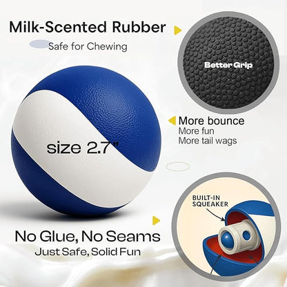 Squeaky Dog Toy – Durable Rubber Dog Ball for Medium & Large Dogs, Tough Interactive Fetch Toy for Chewers, Outdoor Training & Play Ball, Floating Water Play Gift.Ocean