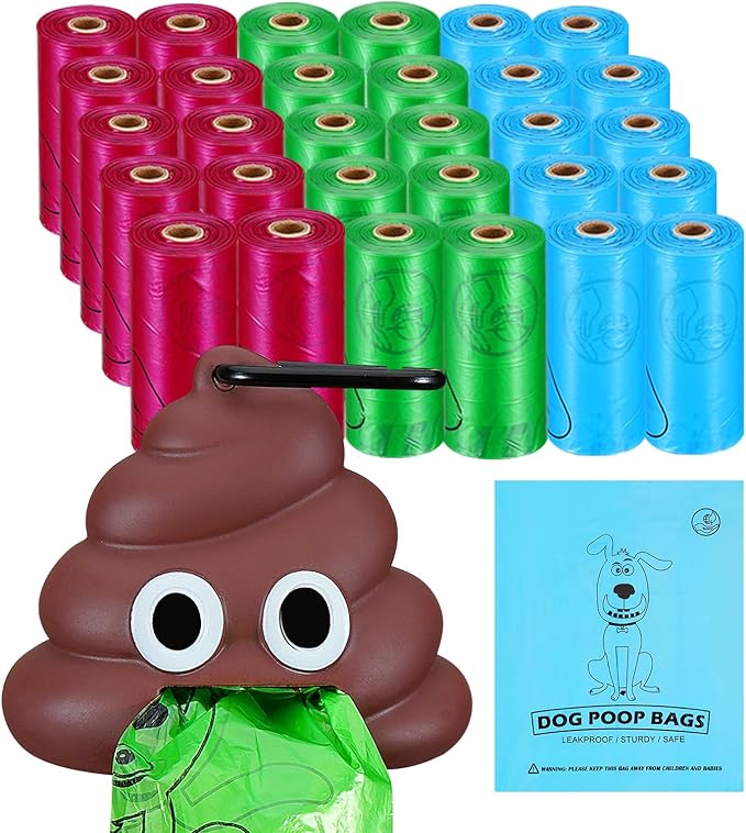 Dog Poop Bag With Holder, 450 Counts Scented Doggie Waste Bags With 1 Dispenser, Pet Poop Bags Rolls For Doggy
