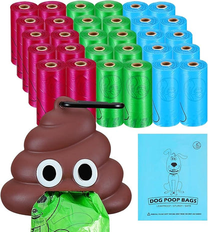 Dog Poop Bag With Holder, 450 Counts Scented Doggie Waste Bags With 1 Dispenser, Pet Poop Bags Rolls For Doggy