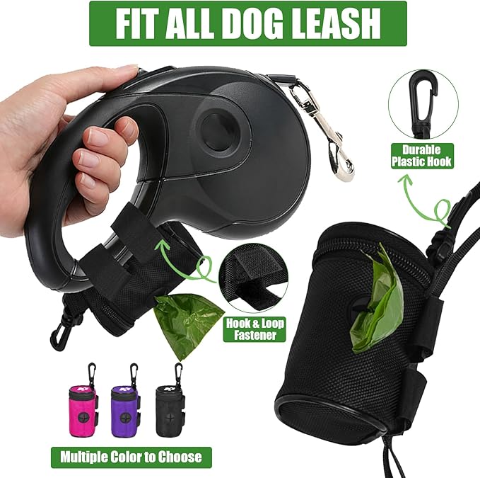 Dog Waste Bag Dispenser Pet Poop Bags Holder for Doggie Waste Bags Dispensers Soft Fabric Zipper Small Doggy Puppy Pouch for Leash Accessory Attachment with Carrier,Paw Print, No-XYBpurple