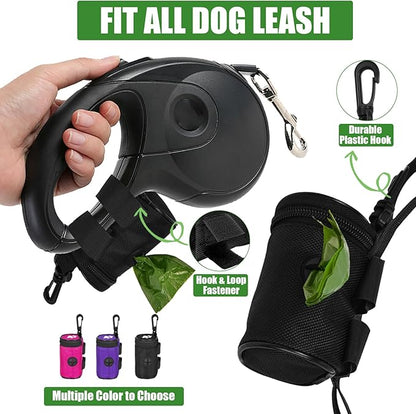 Dog Waste Bag Dispenser Pet Poop Bags Holder for Doggie Waste Bags Dispensers Soft Fabric Zipper Small Doggy Puppy Pouch for Leash Accessory Attachment with Carrier,Paw Print, No-XYBpurple
