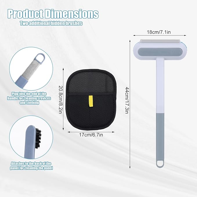 Pet Hair Remover, 4 in 1 Multifunctional Pet Remover Mitt Tool Reusable Long Handle Dog Hair Grooming Brush Magic Cat Fur Removal Glove Scraper Suitable for Couch Carpet Furniture