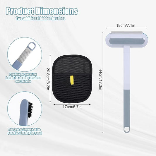 Pet Hair Remover, 4 in 1 Multifunctional Pet Remover Mitt Tool Reusable Long Handle Dog Hair Grooming Brush Magic Cat Fur Removal Glove Scraper Suitable for Couch Carpet Furniture