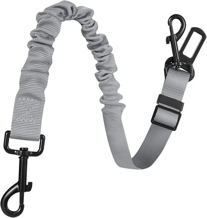 Dog Seat Belt for Car, Retractable Adjustable Nylon Pet Seatbelts for Vehicle Headrests, Elastic & Durable Car Harness, Dogs Leash Accessories for Bicycles (Only Leash Gray)