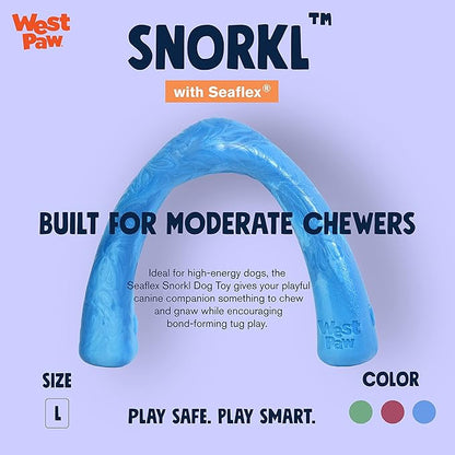 WEST PAW Seaflex Snorkl Dog Tug Chew Toy for Moderate Chewers, Made in USA, 8.25" Large, Surf