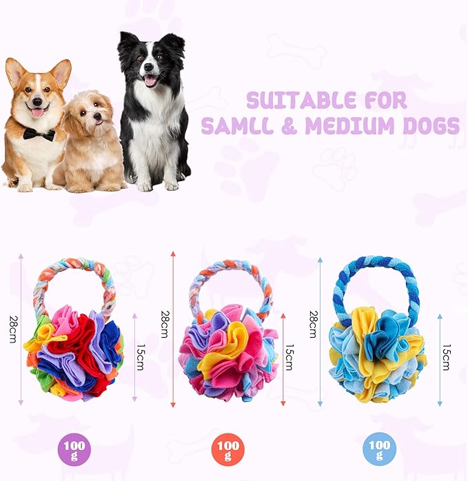 Snuffle Ball with Handle, Tug of War Rope Toys for Small Medium Dogs, Interactive Dog Toys Puppy Training Pull Toy for Exercise & Interactive Play Games (Blue)
