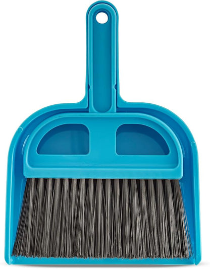 Fresh Step 4-in-1 Deluxe Litter Cleanup Kit - Cat Scoop, Broom, Dust Pan, and Hanging Caddy, Compatible with Standard Plastic Litter Pans and Disposable Litter Boxes, Blue