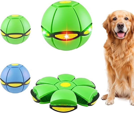 2PCS Magic Ball, Pop Up Ball with 6 LED, Dual-Form Bouncy Balls Indoor Outdoor Play, Dog Flying Disc, Interactive Pop Up Ball for Family Fun (Green and Blue)
