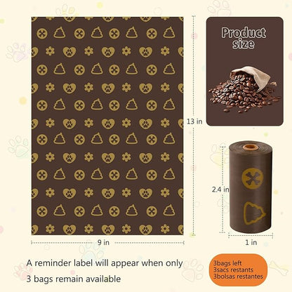 DBFAIRY Dog Poop Bags, 270 Count Pet Waste Bags Strong Thick, Leak Proof and Portable Poop Bags Refill Rolls for Dogs and Cats, 18 Rolls Coffee Scented Waste Bags