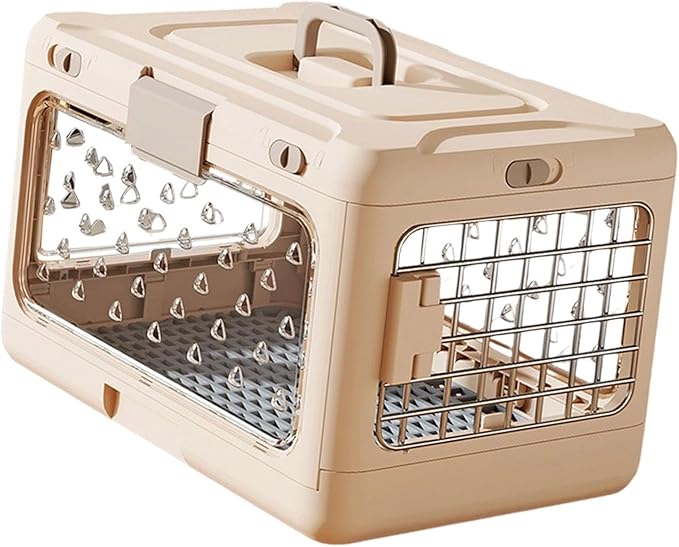 Folding Puppy Crate, Cat Travel Cage, Portable Dog Kennel, Pet Carrier for Small Dogs, Light Pink