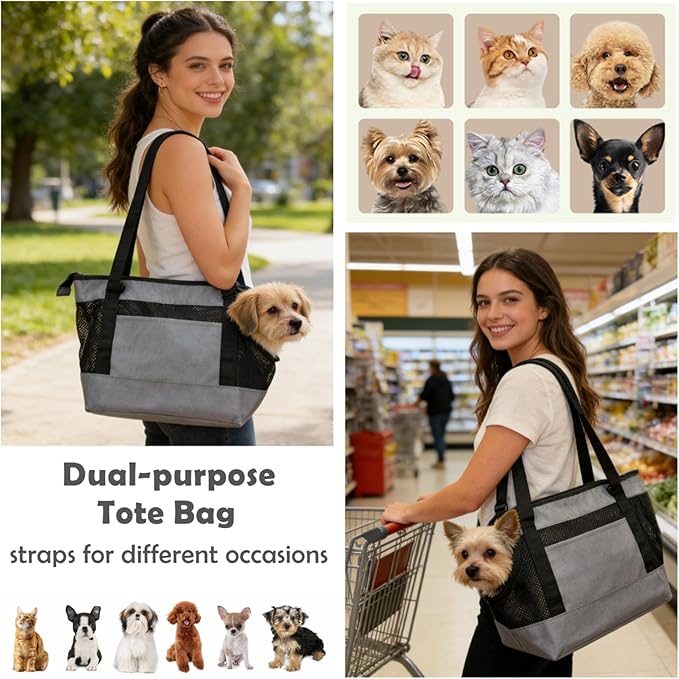 Dog Purse Carrier for Small Dogs with Pocket,Dog Carriers Soft Sided,Pet Carrier Purse for Puppy and Cats Up to16 lbs,Dogs and Puppies Tote Bag Carrier,Collapsible Travel Puppy Carrier