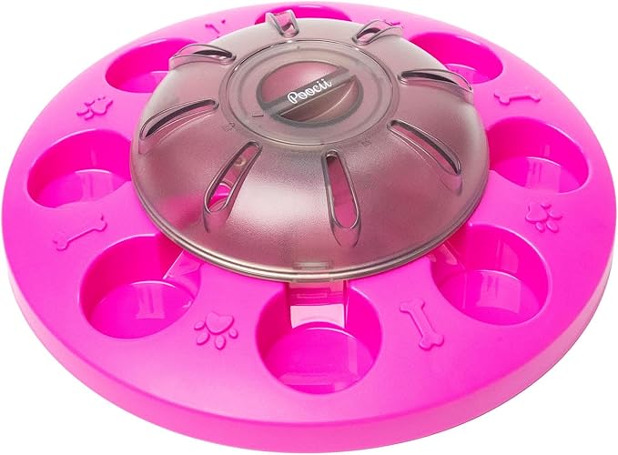 Poocii-Go-Round Slow Feeder Dog Enrichment Toy - Interactive Food or Treat Dispensing Puzzle for IQ Training, Anti-Choking Design, Durable, Easy to Clean, Engaging Pet Activity - Pink