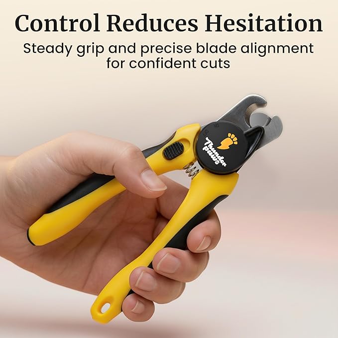 LED Dog Nail Clippers with Light, Trimmers with Protective Guard, Quick Sensor, Safety Lock and Nail File - Suitable for Large and Small Dogs & Cats (Yellow, LED)