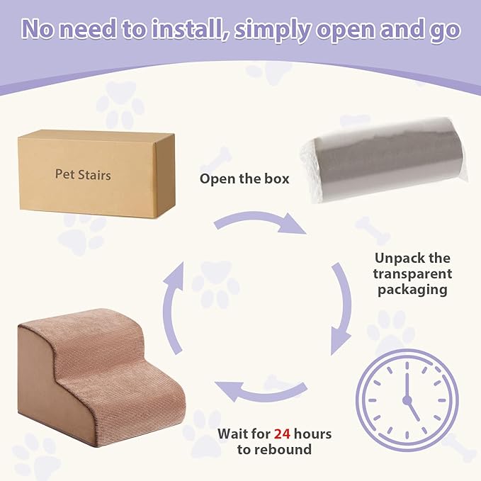 Dog Stairs for Small Dogs, 2-Steps Dog Ramp for Couch, Pet Stairs with Highly Supportive Foam and Non-Slip Bottom, Pet Steps for Cat & Doggie (High 11.8 Inch)