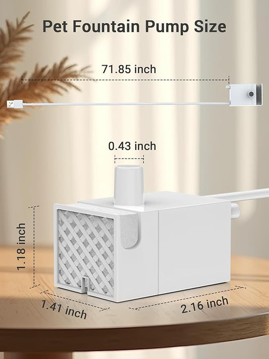 Kastty 15L Dog Water Fountain Pump, USB 5V 1A Pet Water Fountain Pump or Fountain Replacement, Ultra Quite Dog Water Dispenser Pump with LED Light P05