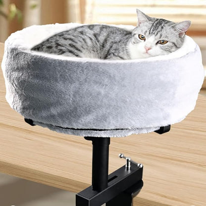 Desk Hammock for Cat with Height Adjustable Lounging Bed Perch Breathable Cloth Resting Bed Hammock